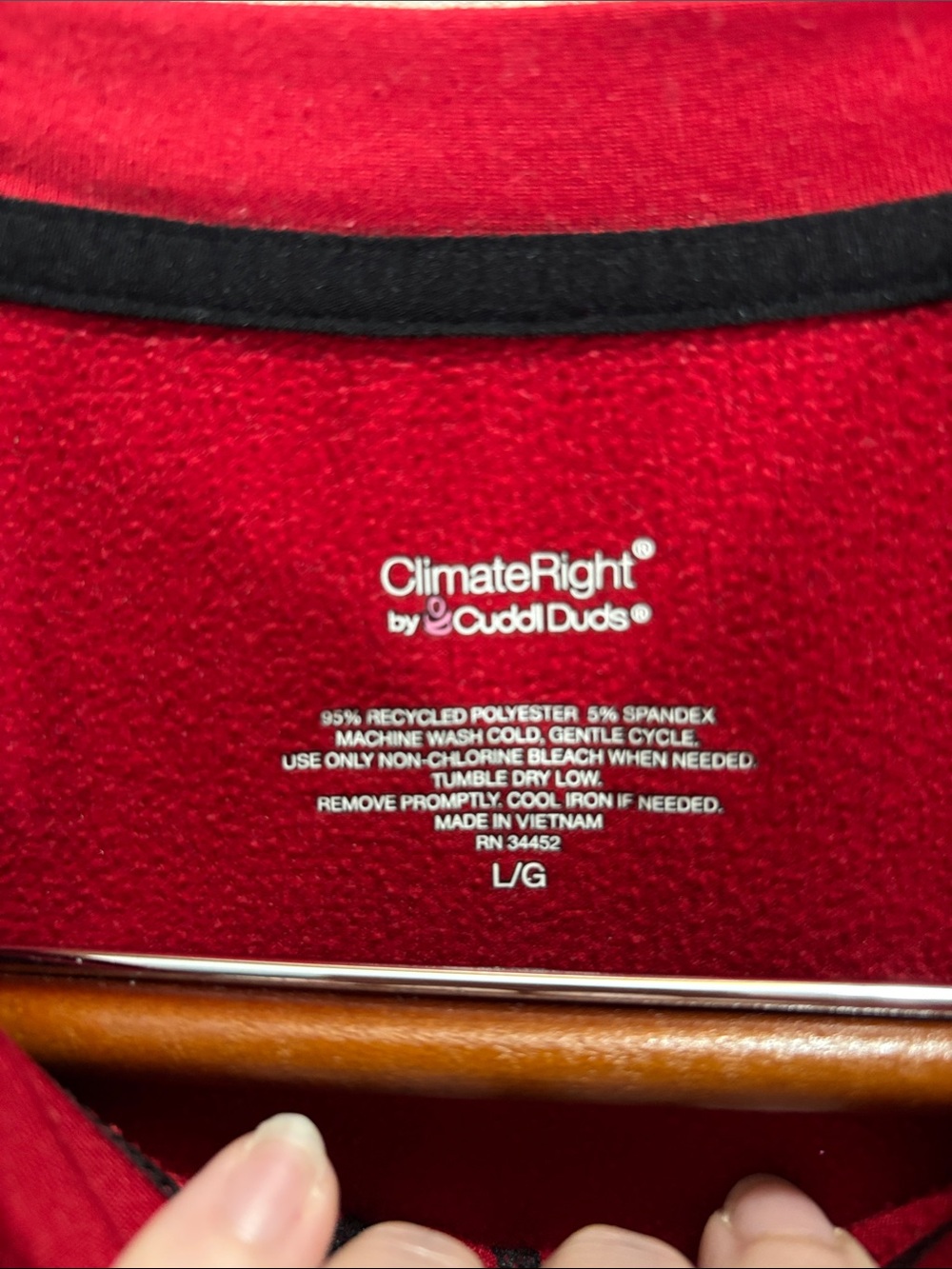 ClimateRight by Cuddl Duds Red Fleece Thermal Base Layer Top Size Large - Picture 2 of 7